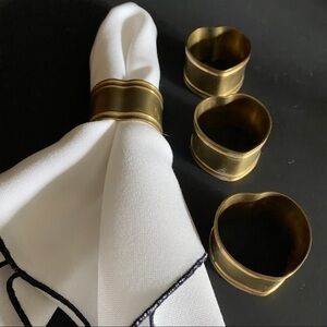 GOLD HEART Shaped Brass Napkin Ring set of 4